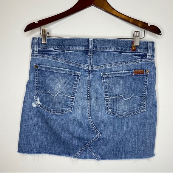 7 For All Mankind Denim Raw Hem Skirt - 27 - Picture 2 of 6
